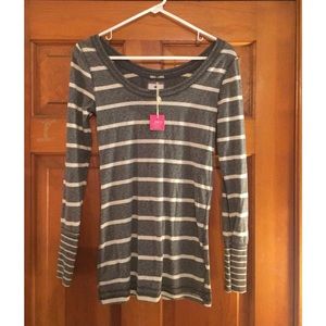 Grey striped long sleeve tee